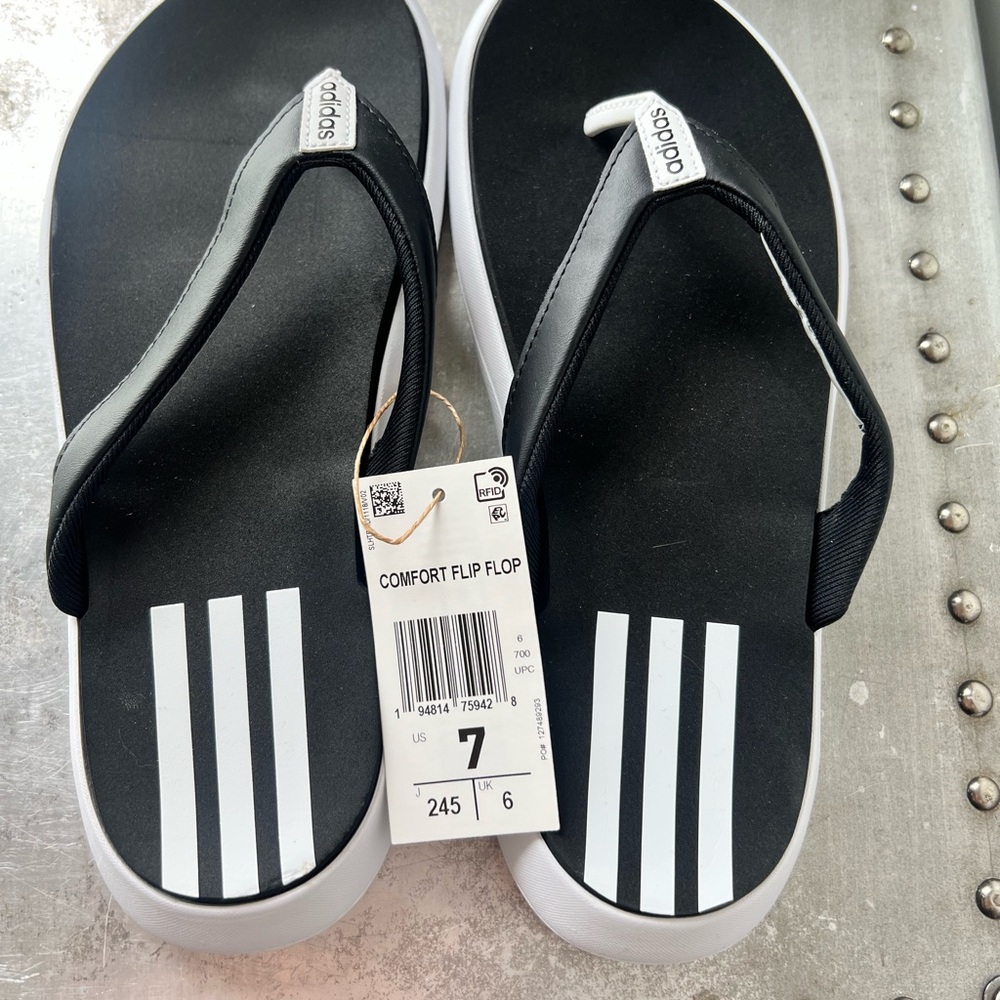 Adidas Black and White Sporty Sandals